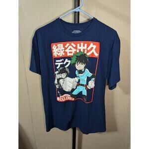 My Hero Academia Tshirt Tee Navy Anime Size L Short Sleeve 100% Cotton‎